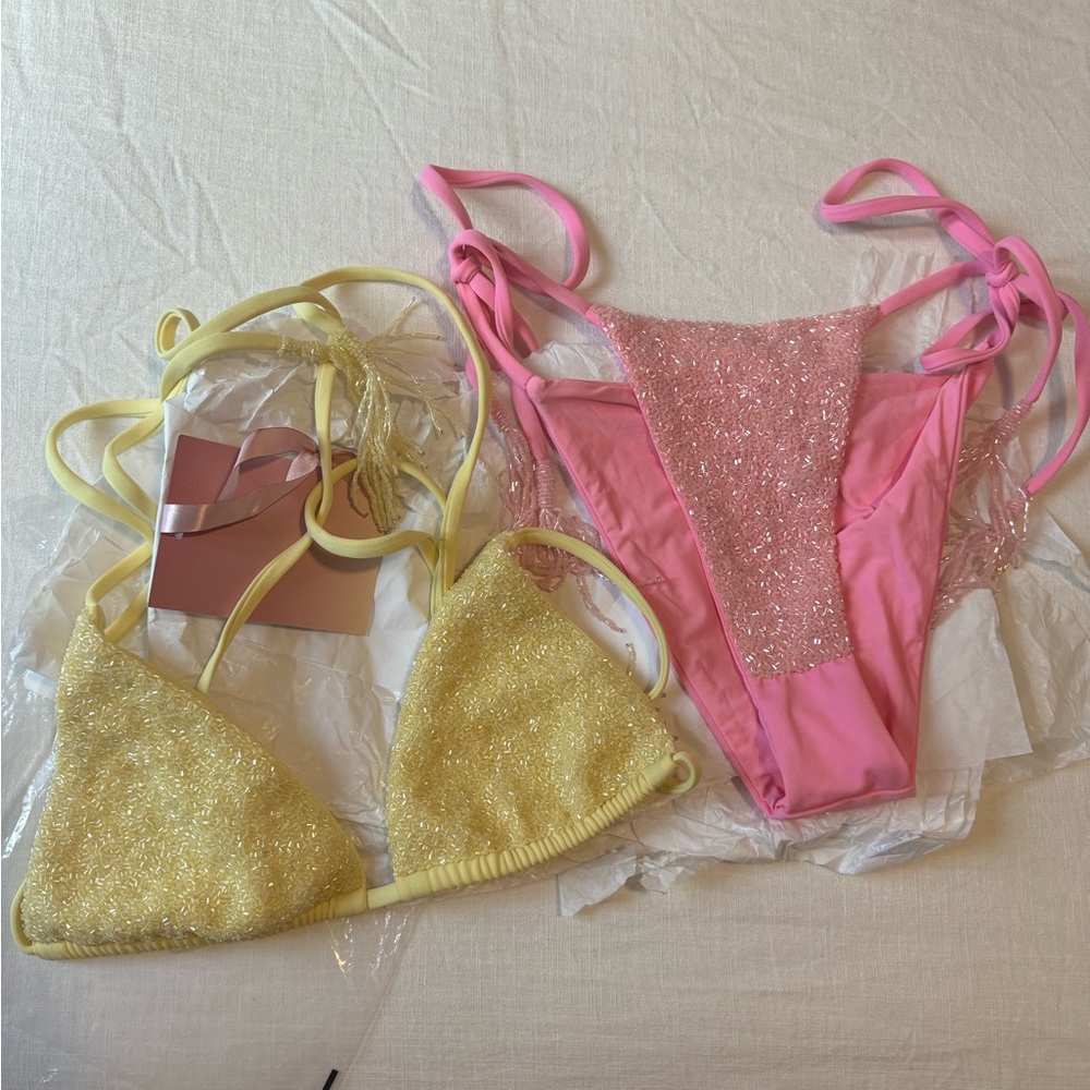 Oceanus Pink and Yellow Bikini Set